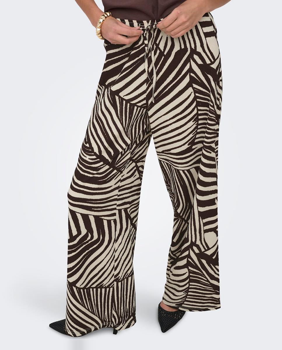Pantalón largo de mujer estampado con cordón ajustable - jdy - Lana Lana-5