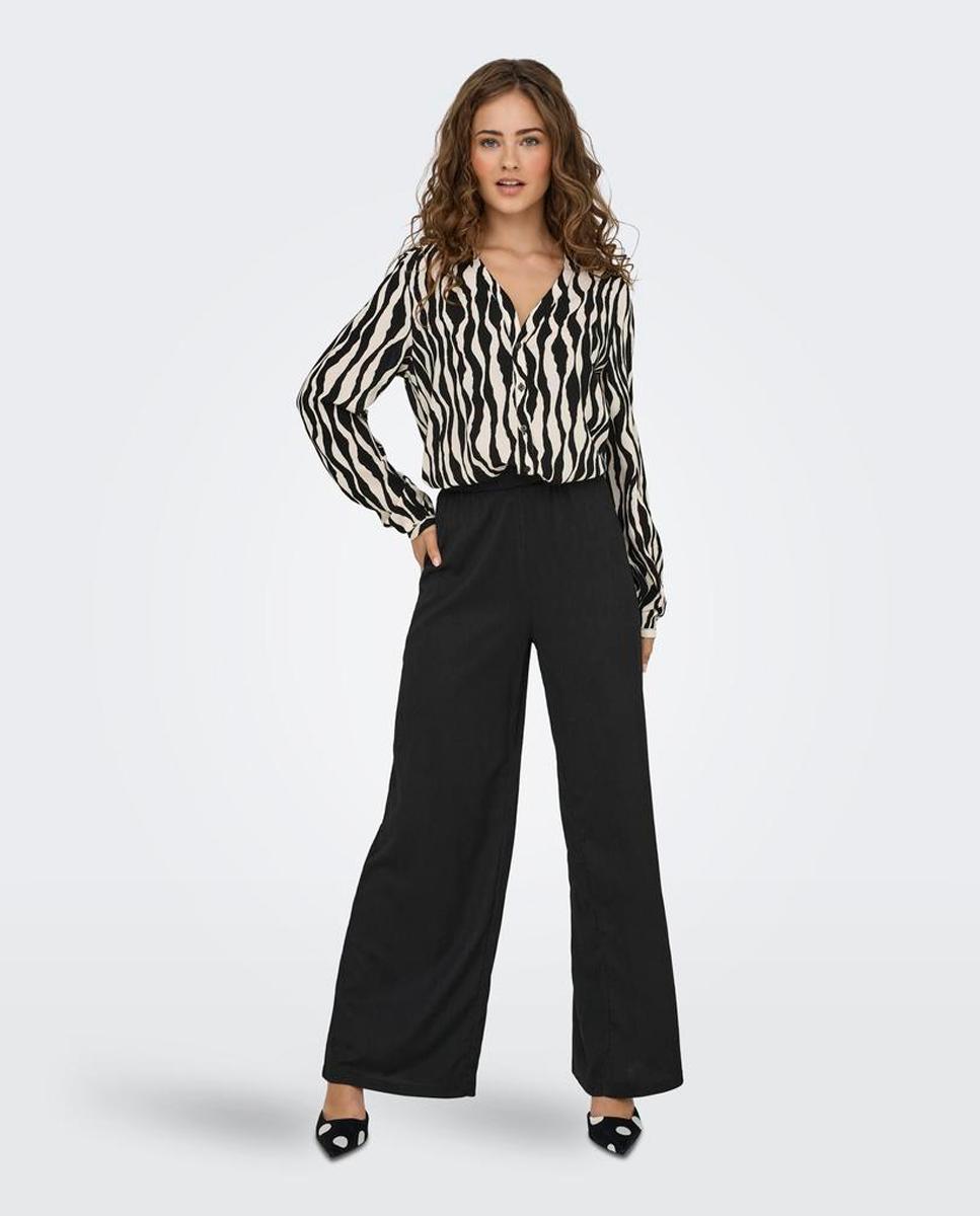 jdy - Pantalón largo ancho de mujer con cintura elástica.