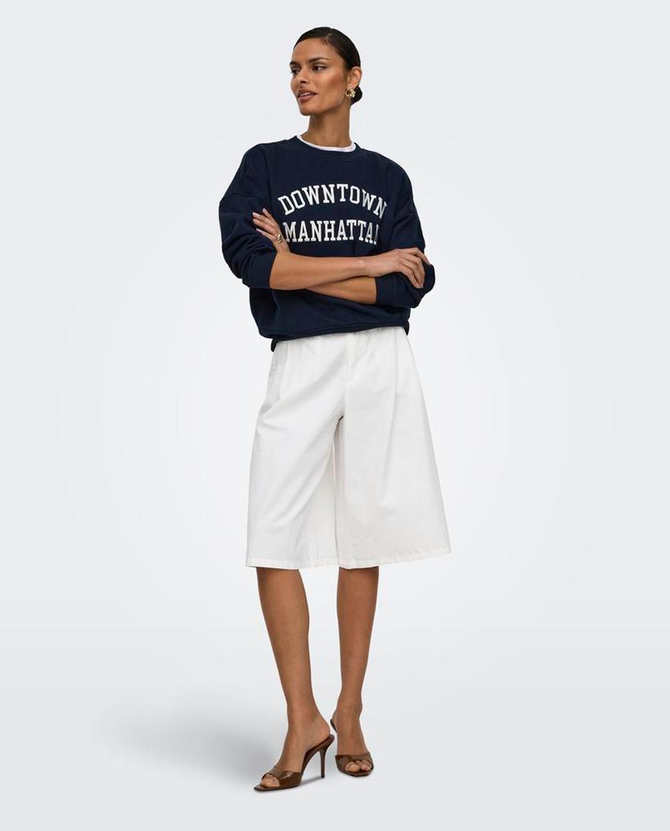 Bermudas de Cintura Subida com Bolsos Branco-2