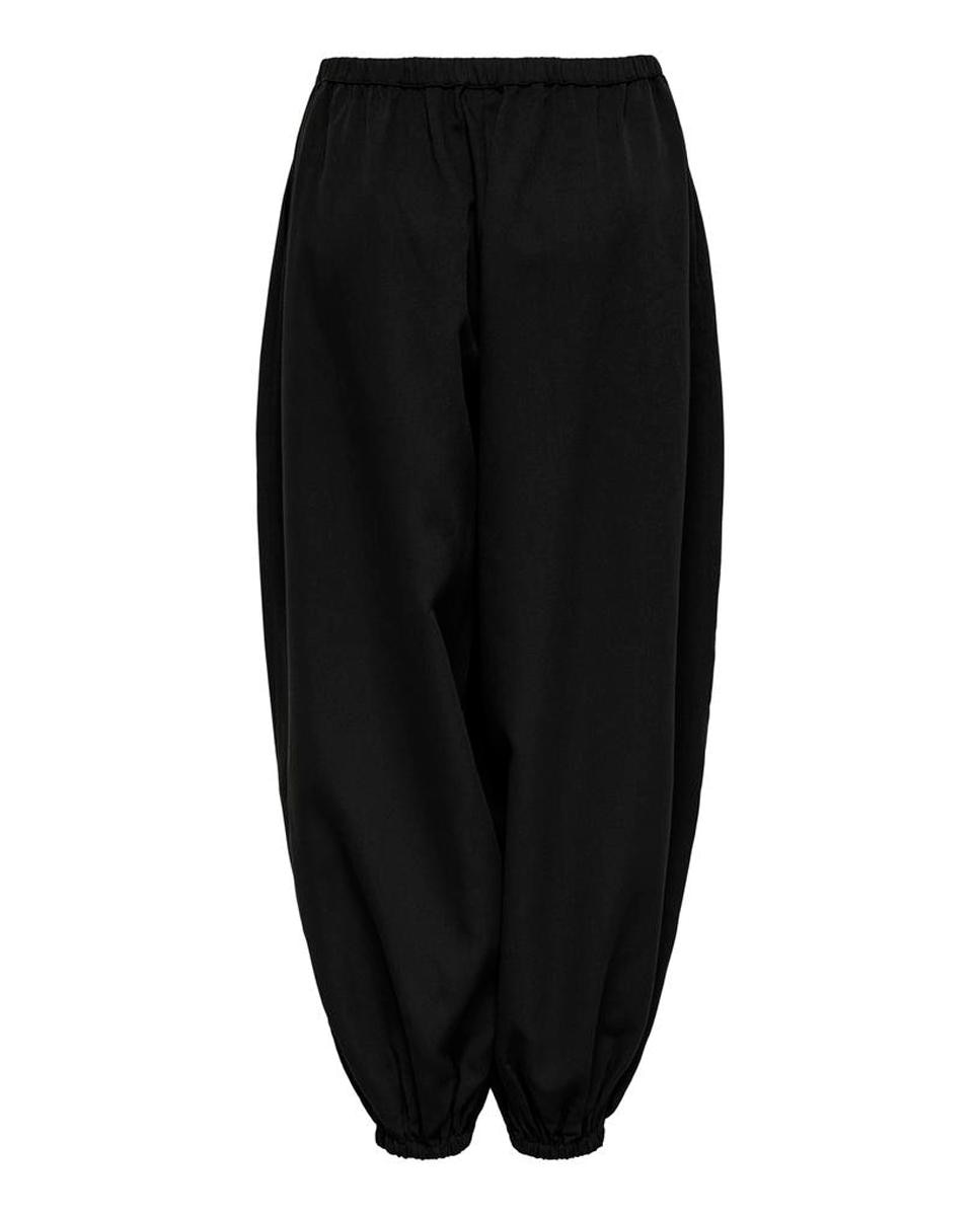 Calças Balloon Fit com Fecho de Cordão Preto-7