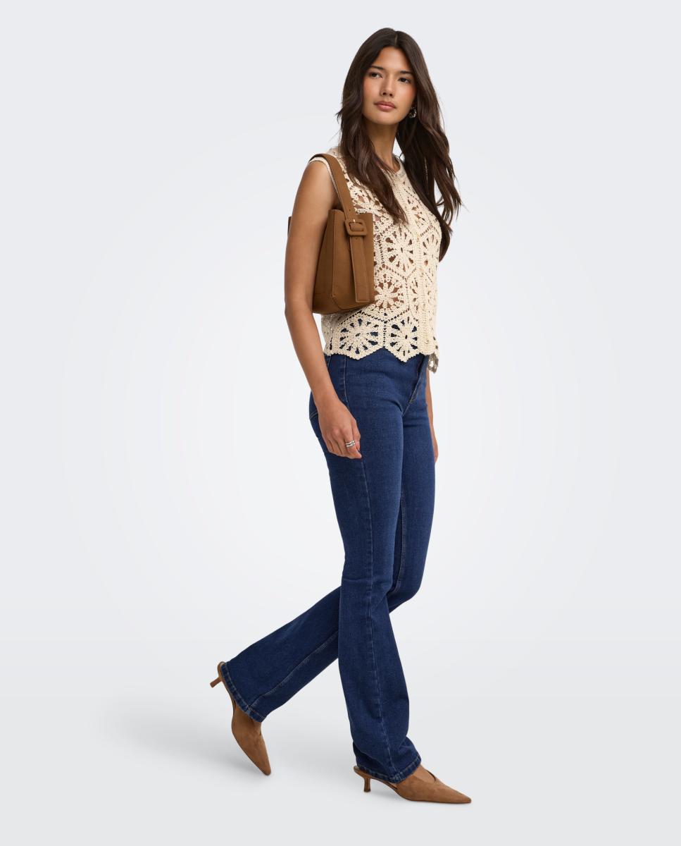 Imagem 0 de Jeans à Boca de Sino com Cintura Subida