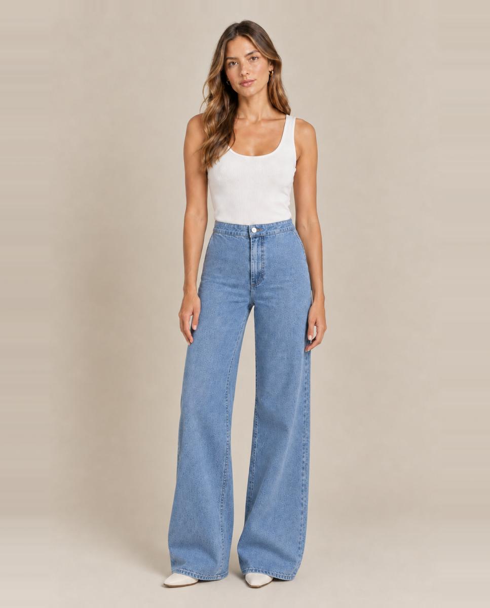 Imagen 0 de Vaquero denim wide leg de mujer Azul