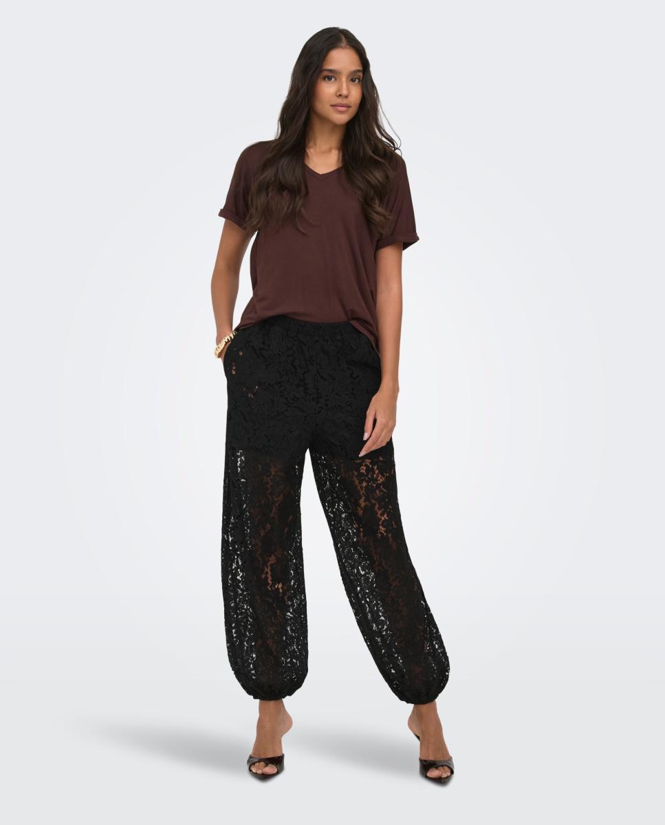 Pantalón de mujer bombacho encaje - jdy - Negro Negro-1