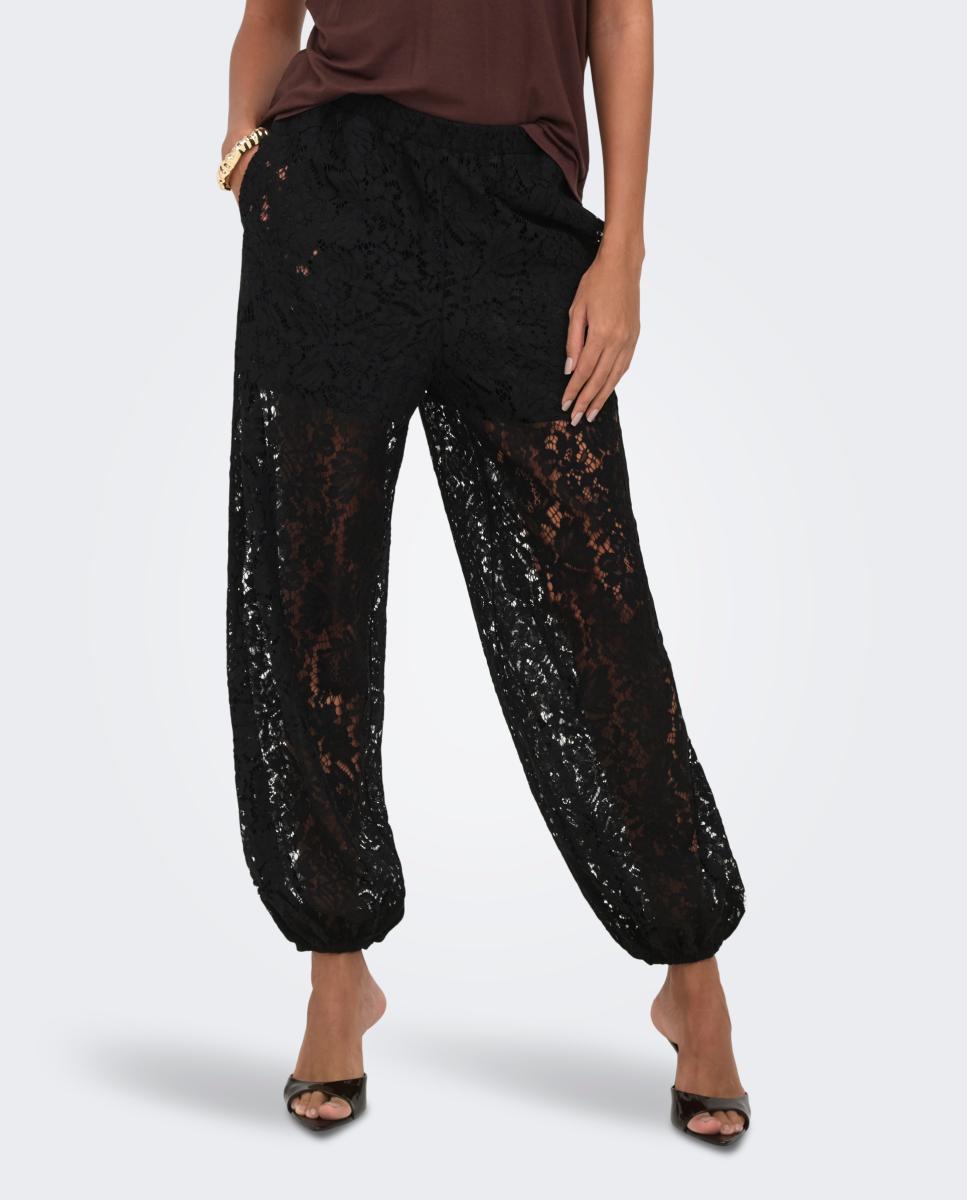 Pantalón de mujer bombacho encaje - jdy - Negro Negro-2