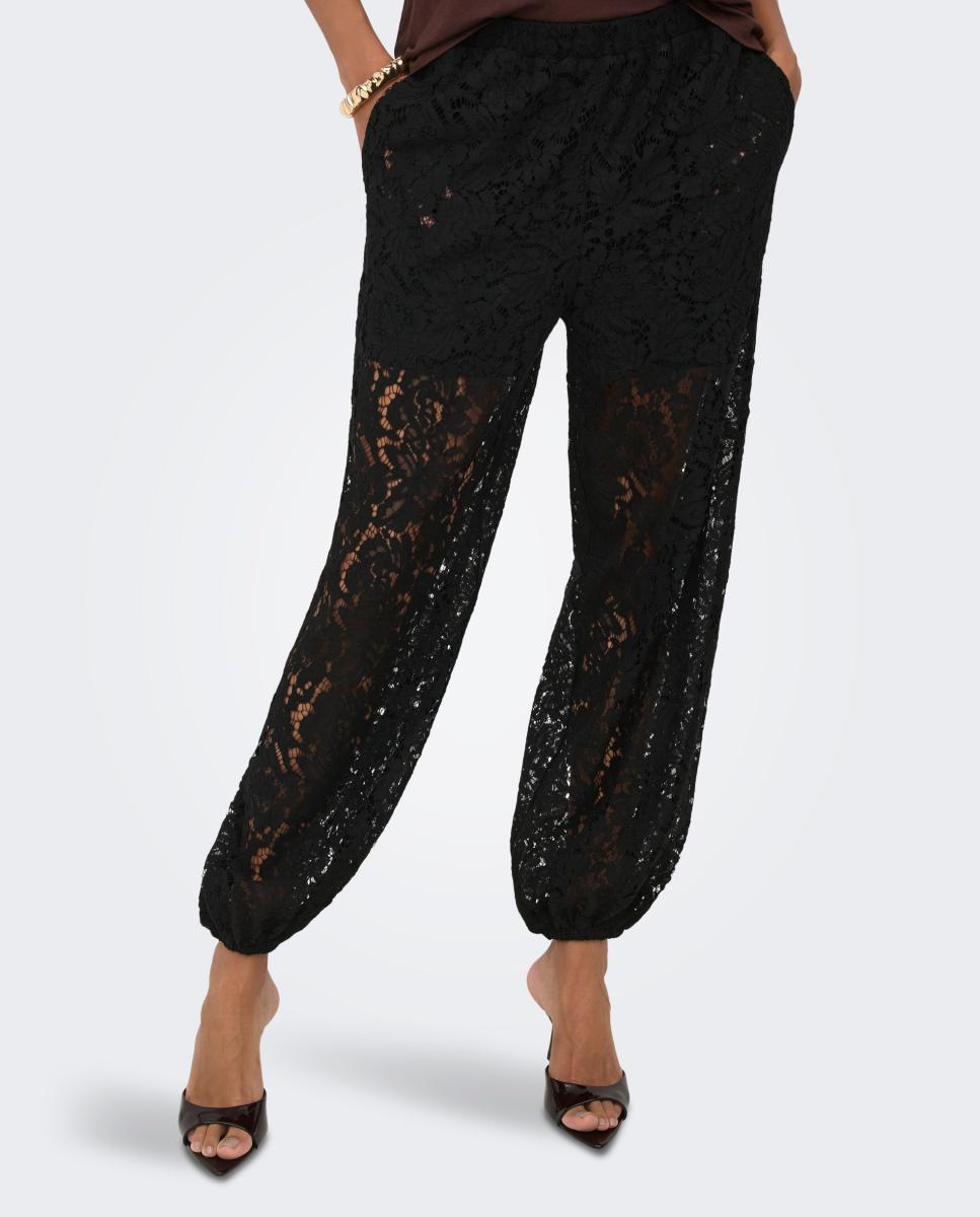 Pantalón de mujer bombacho encaje - jdy - Negro Negro-4