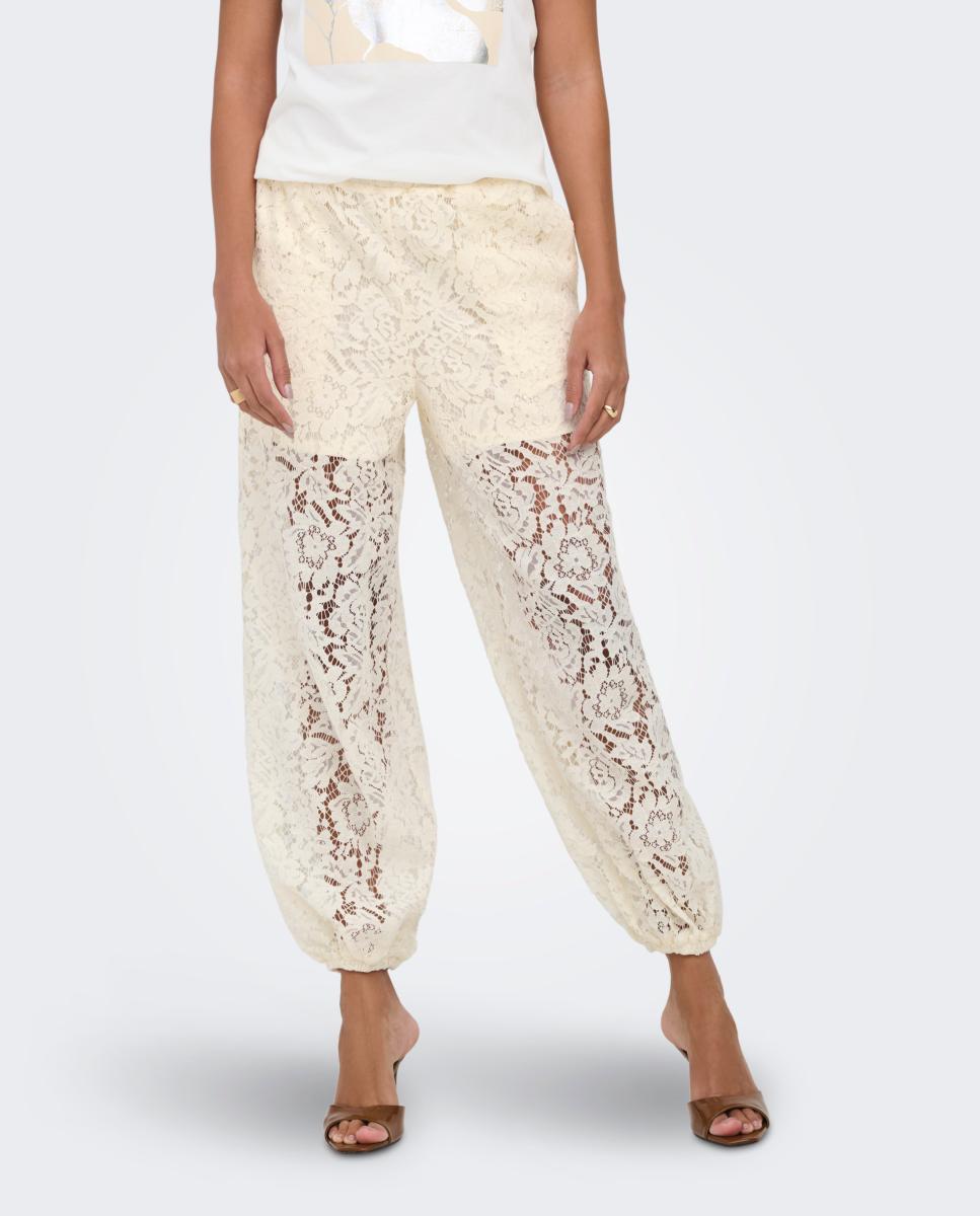 Pantalón de mujer bombacho encaje - jdy - Beige Beige-2