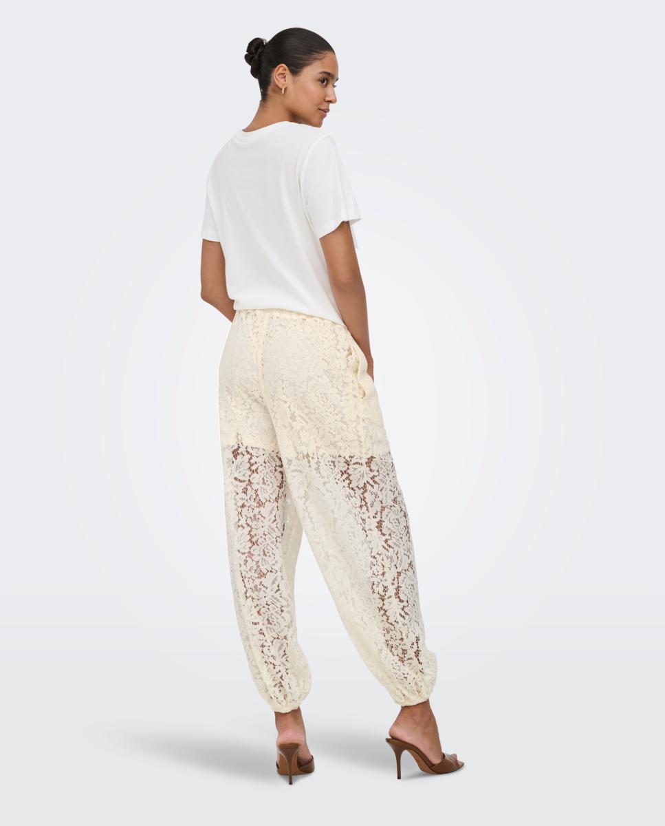 Pantalón de mujer bombacho encaje - jdy - Beige Beige-3