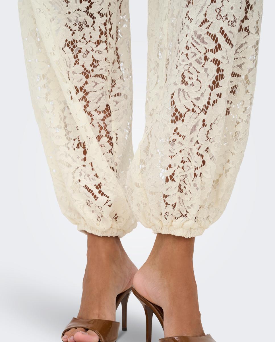 Pantalón de mujer bombacho encaje - jdy - Beige Beige-5
