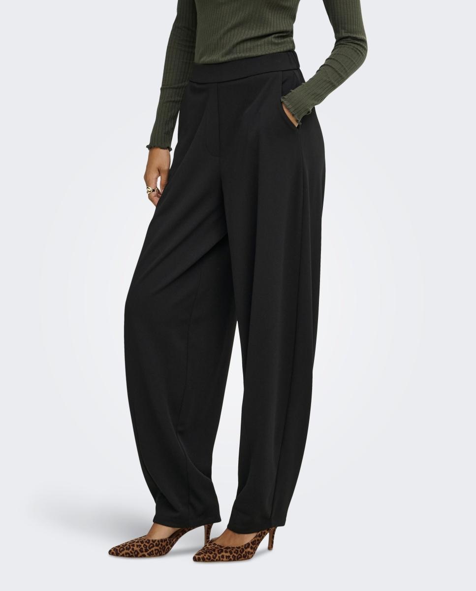 Pantalón de mujer barrel con cintura elástica trasera - jdy - Negro Negro-2