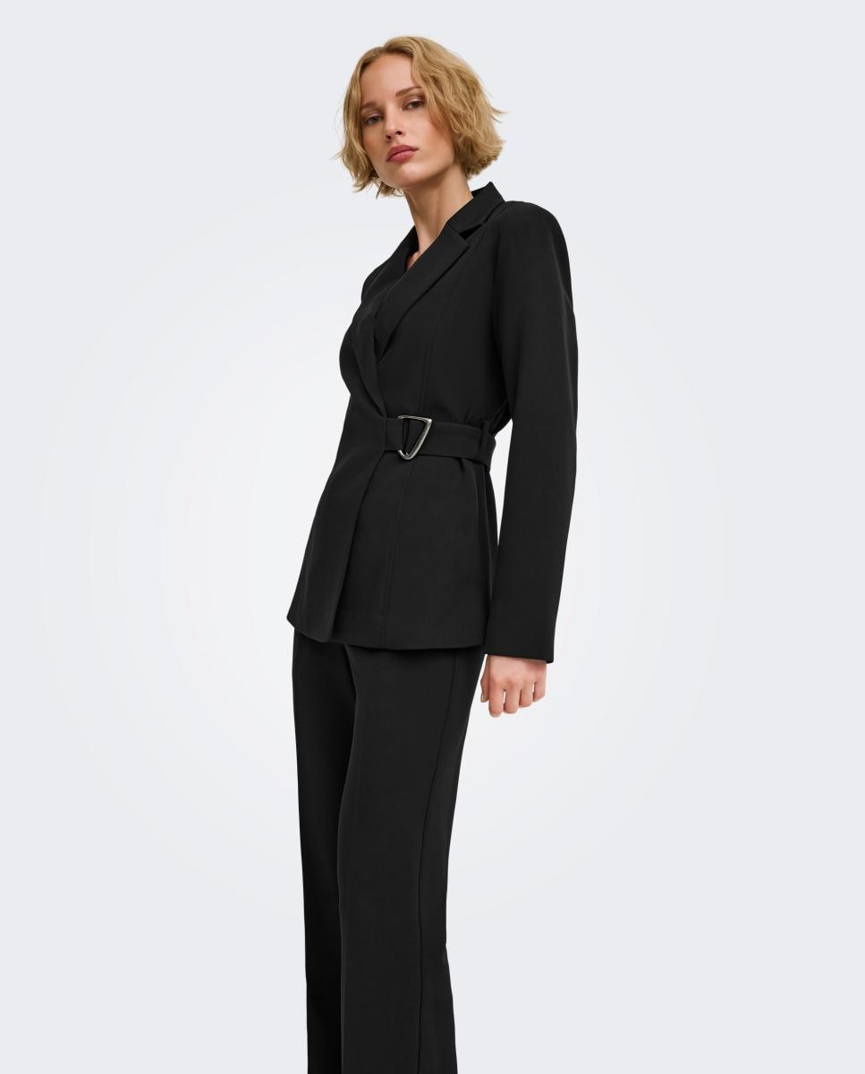 Pantalón de mujer campana con cierre de lazada - jdy - Negro Negro-5