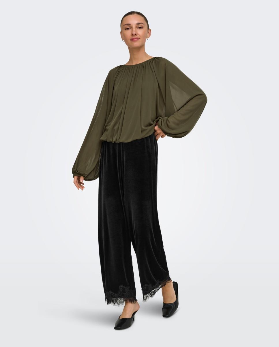 Imagen 0 de Pantalón de mujer wide leg con cintura elástica Negro