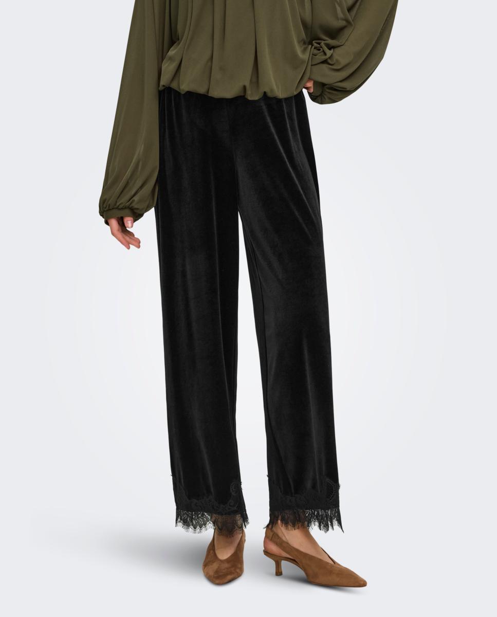Pantalón de mujer wide leg con cintura elástica - jdy - Negro Negro-2