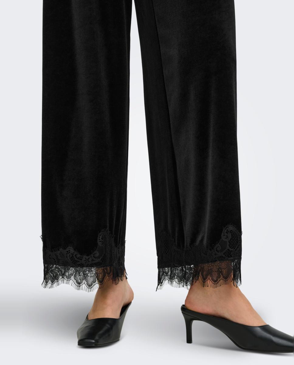 Pantalón de mujer wide leg con cintura elástica - jdy - Negro Negro-4