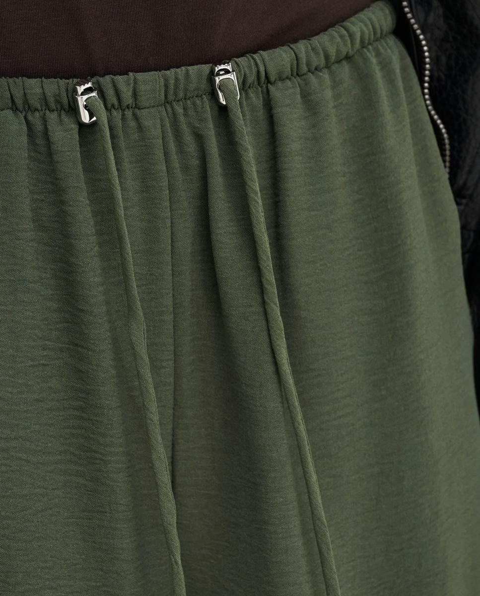 Pantalón de mujer wide leg con cierre de cordón - jdy - Verde pardo Verde pardo-4