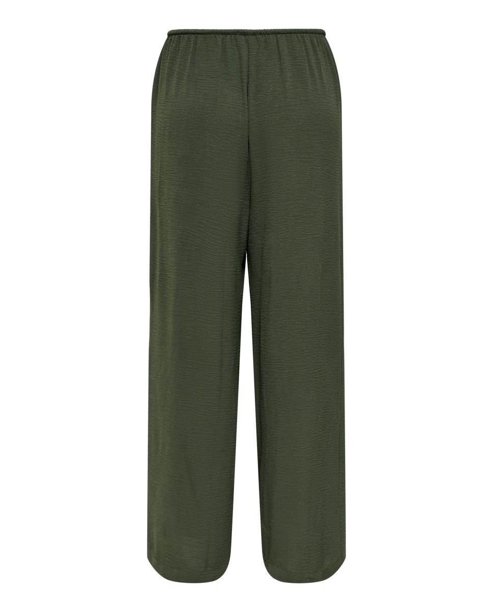 Pantalón de mujer wide leg con cierre de cordón - jdy - Verde pardo Verde pardo-7