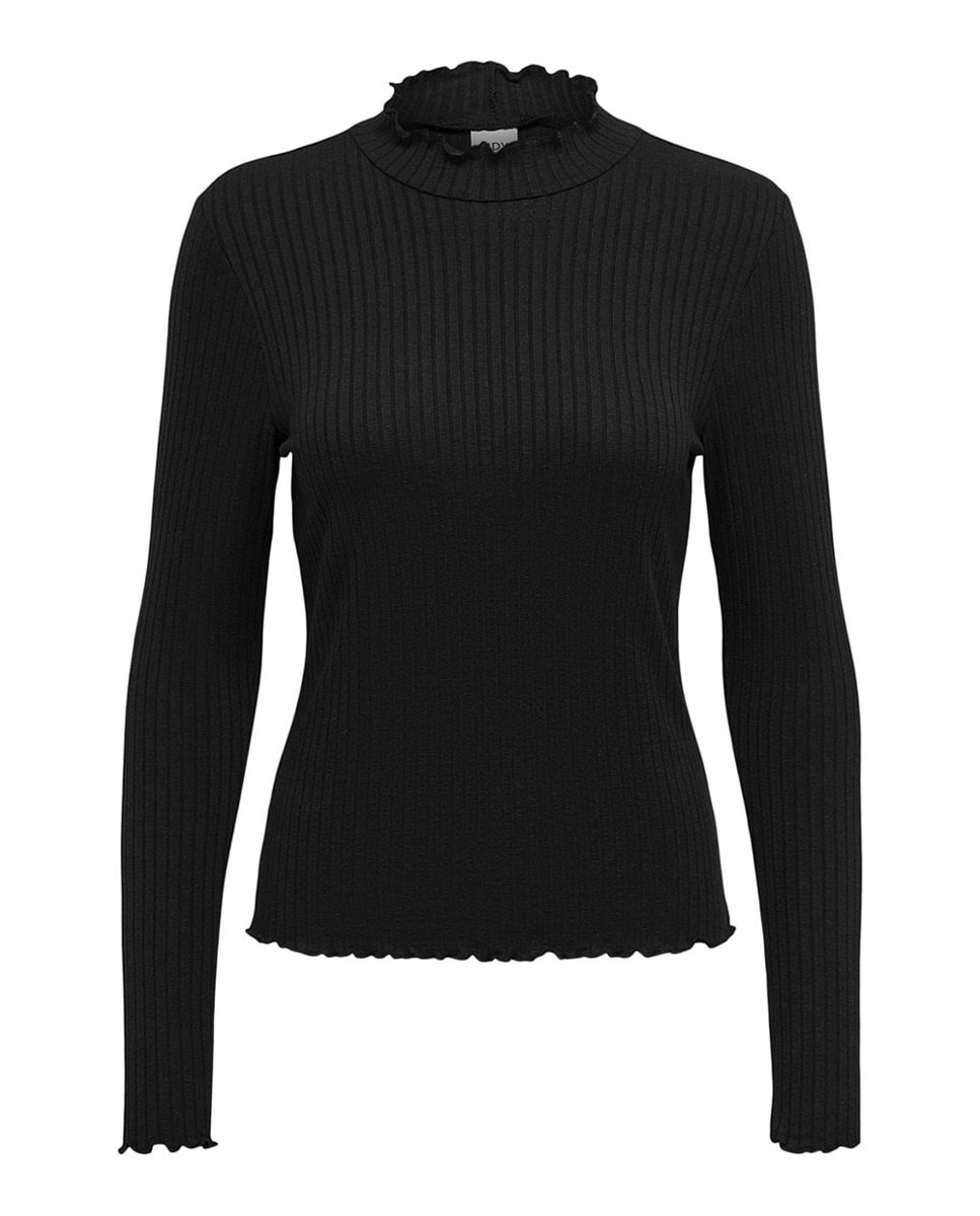 Jersey de mujer cuello alto canalé - jdy - Azul marino Negro-5