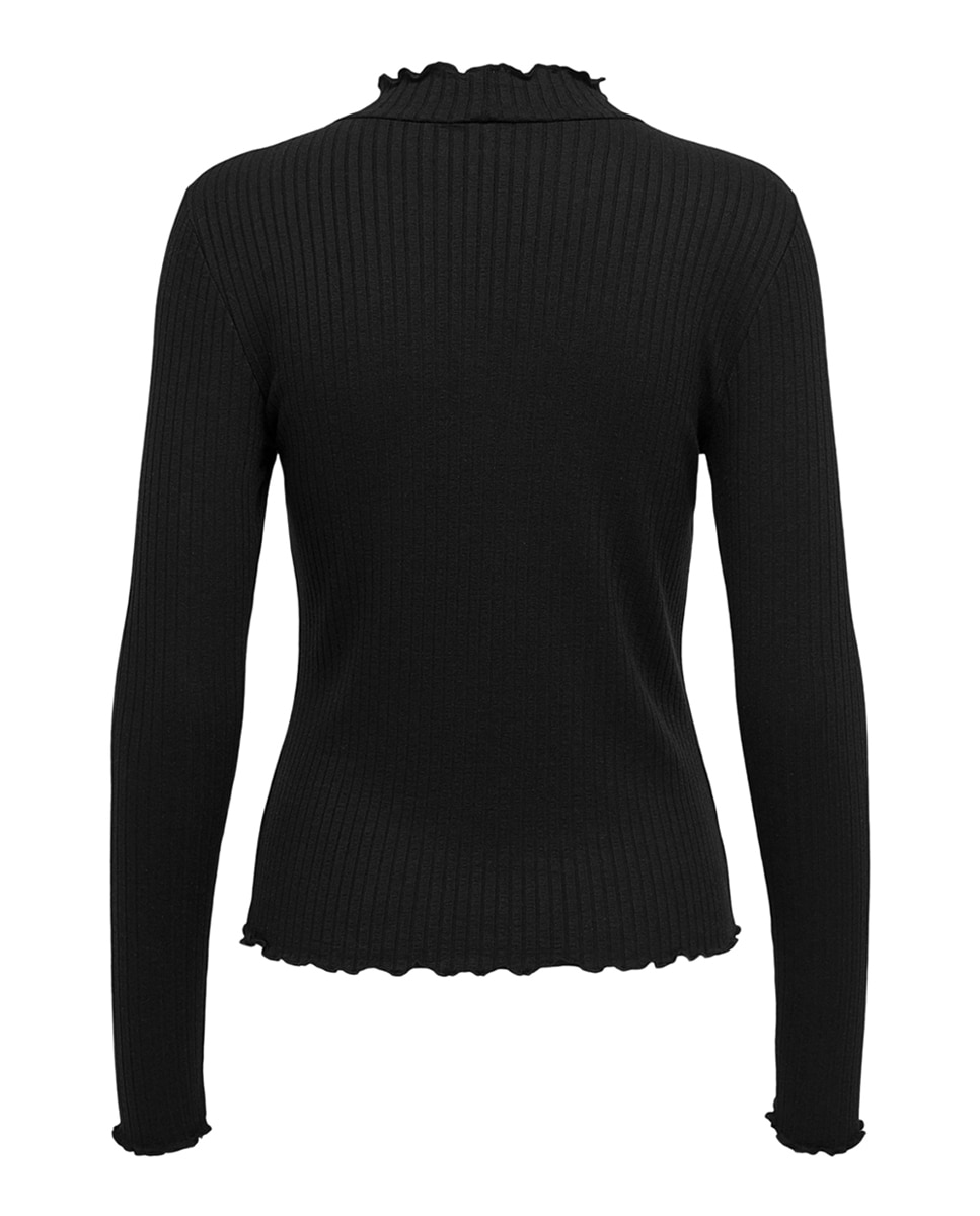 Jersey de mujer cuello alto canalé - jdy - Azul marino Negro-6