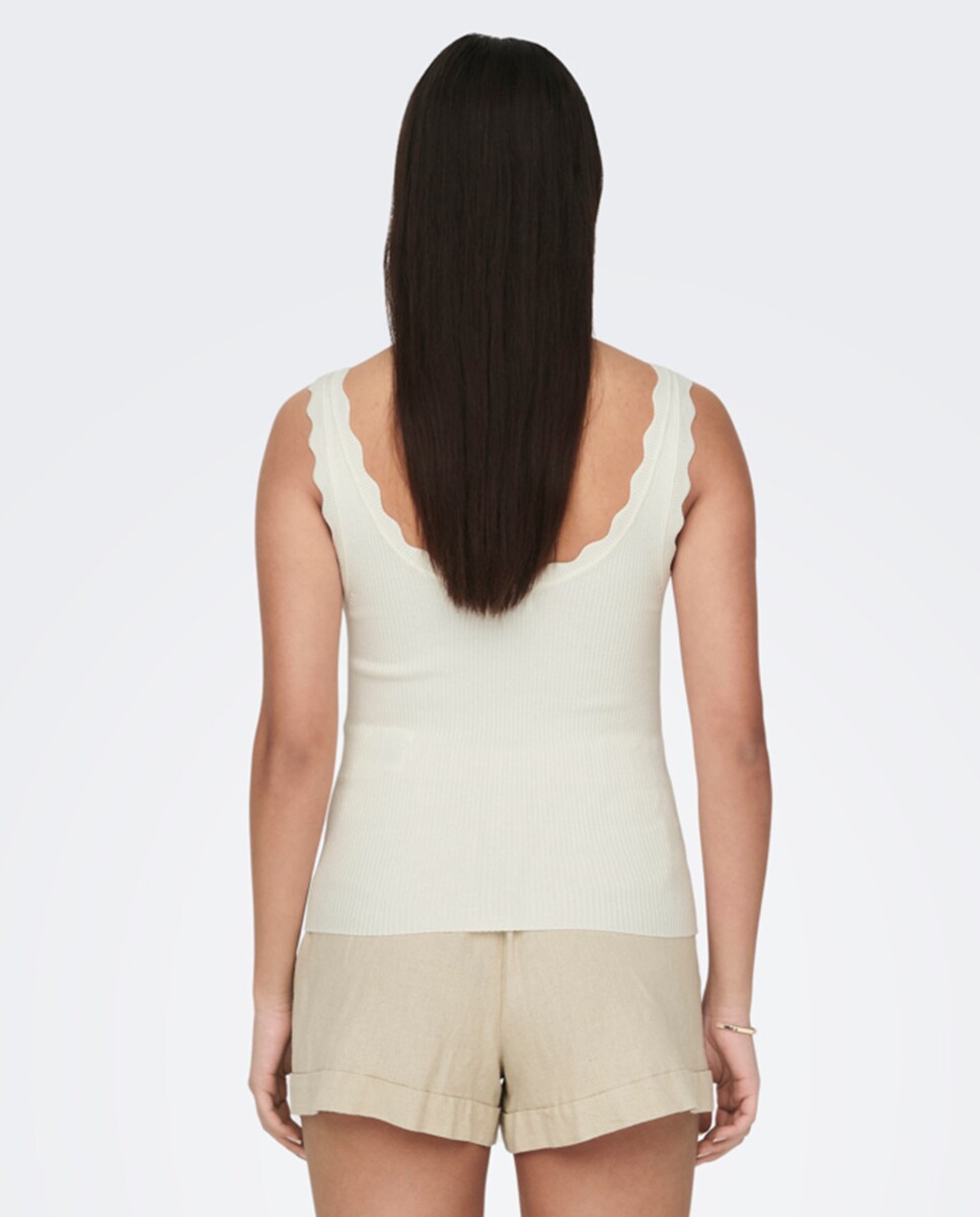 Top de Alças com Malha Canelada Branco-2