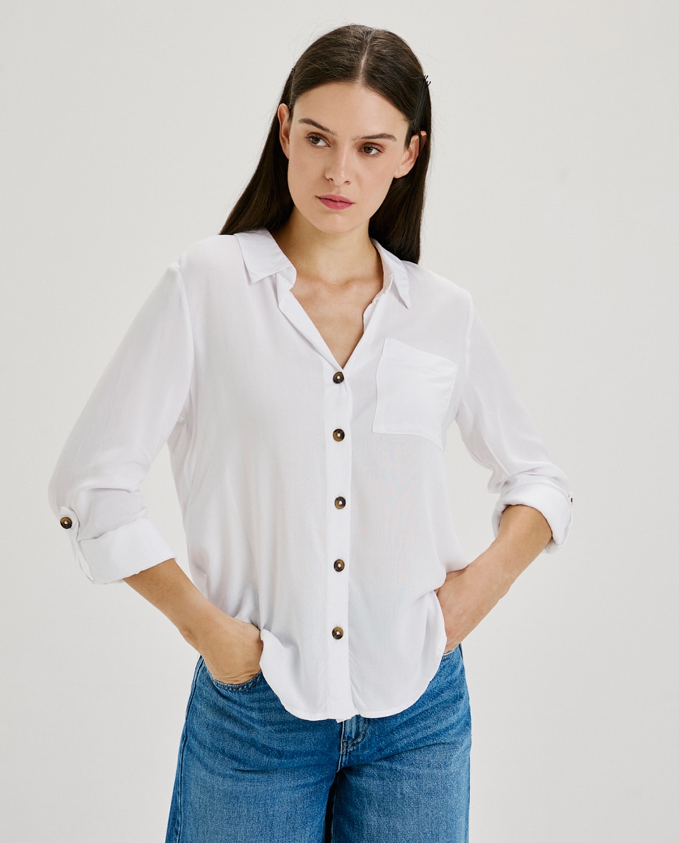 jdy - Camisa de mujer lisa de manga larga.