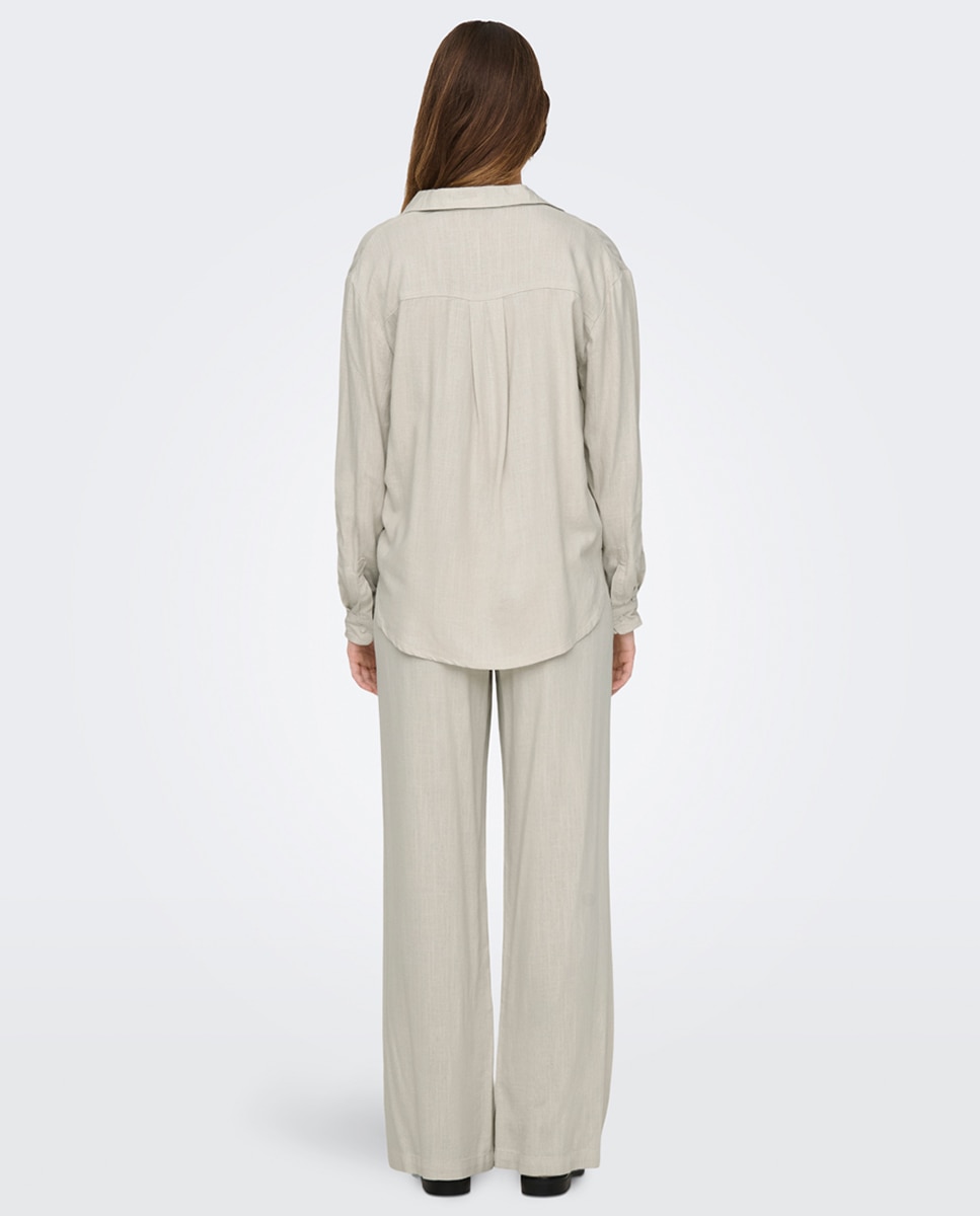 Camisa de mujer de lino y manga larga - jdy - Beige Beige-4