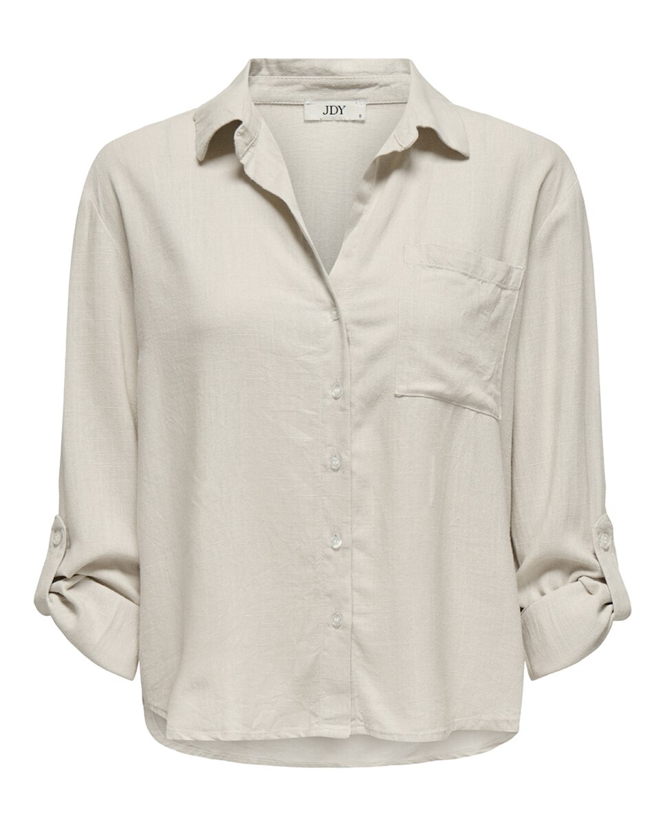 Camisa de mujer de lino y manga larga - jdy - Beige Beige-5