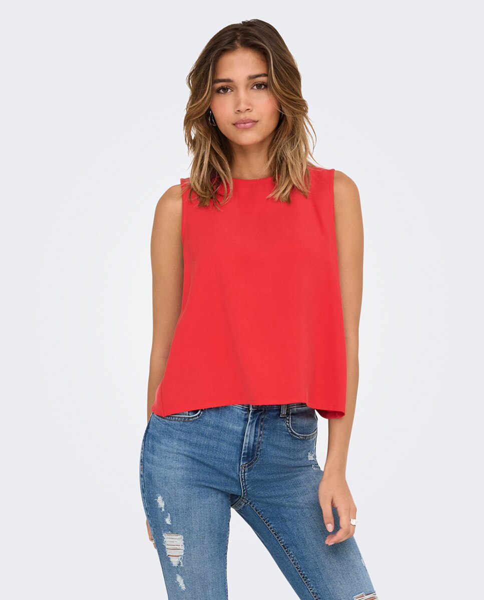 Top de mujer básico sin mangas - jdy - Rojo Rojo-1