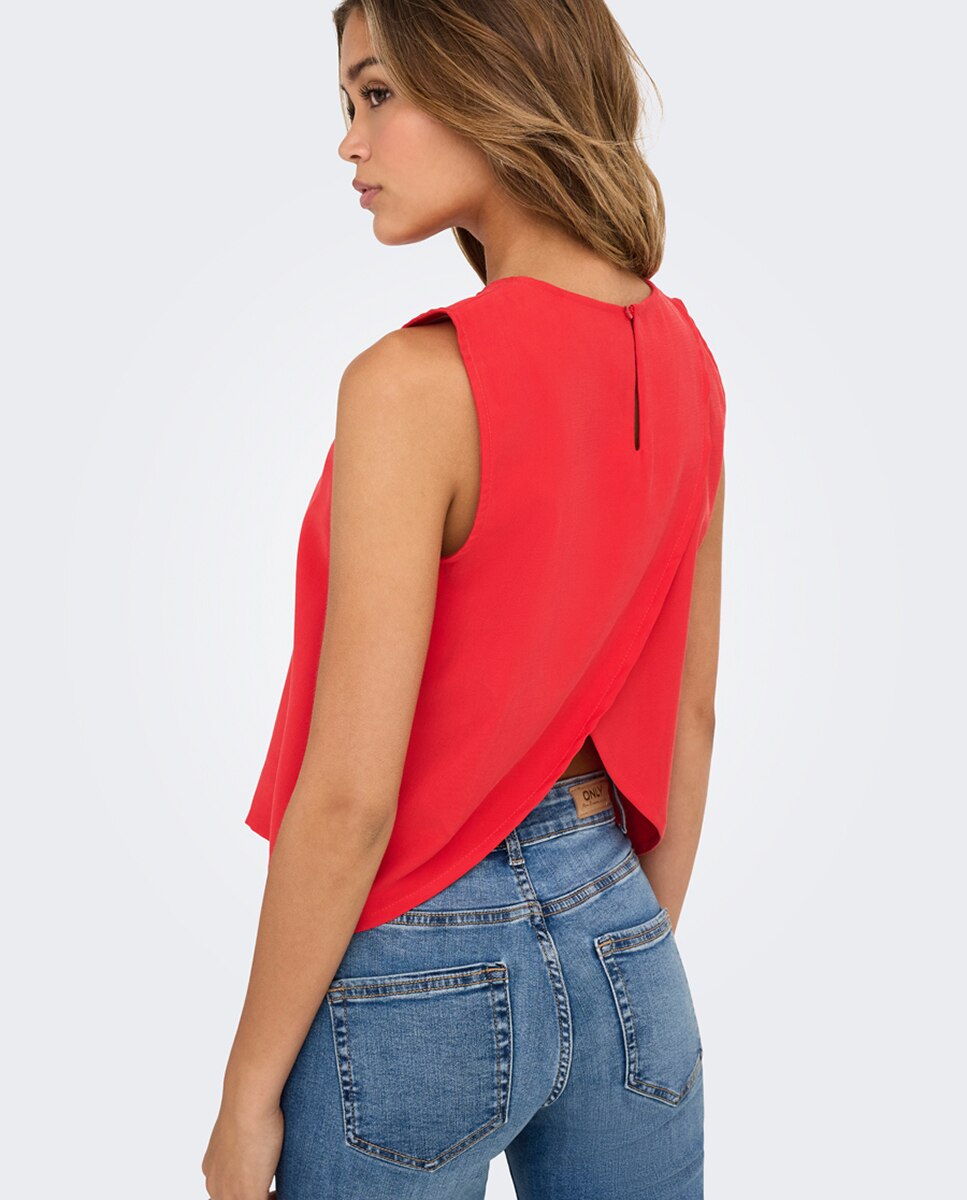 Top de mujer básico sin mangas - jdy - Rojo Rojo-2