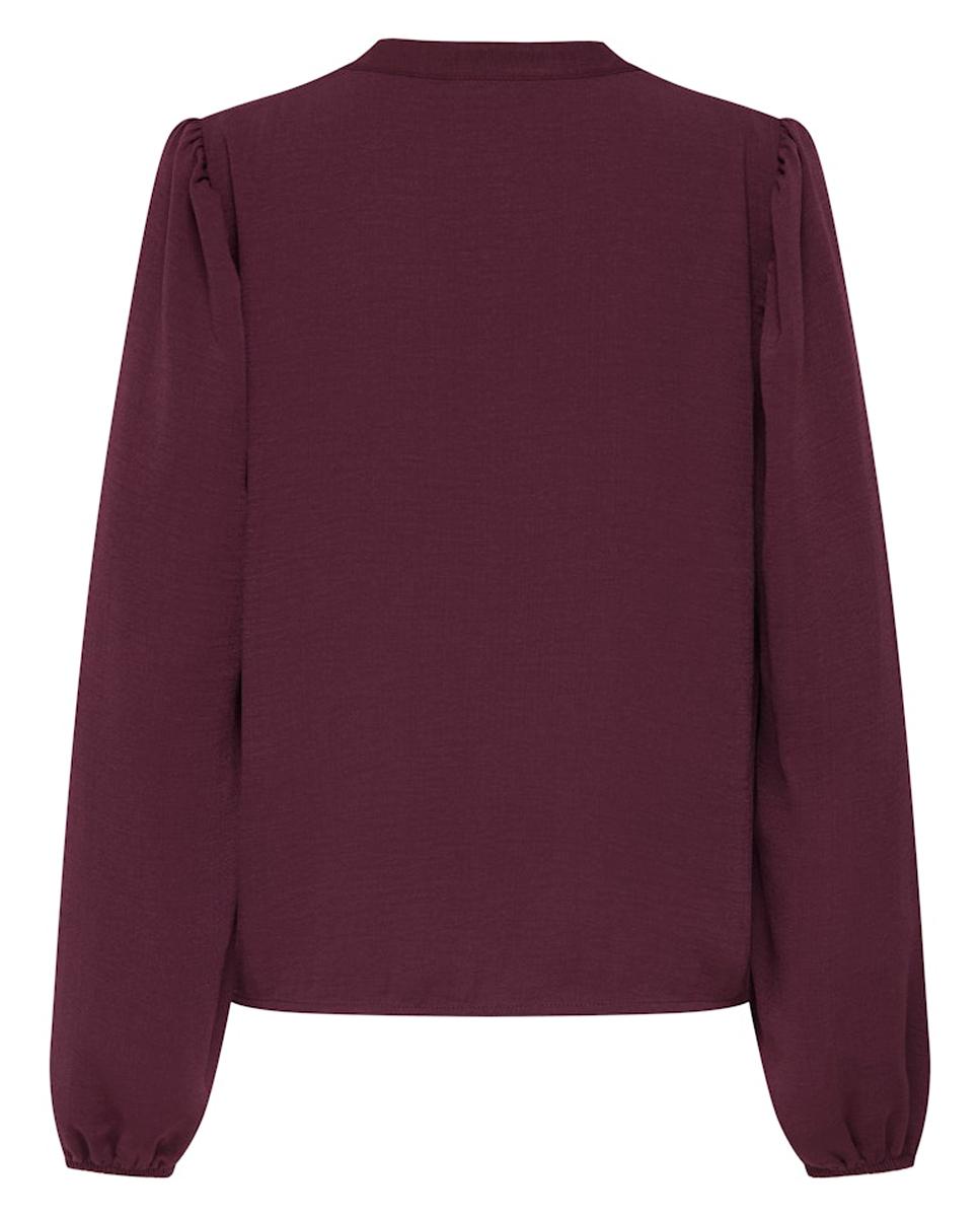 Camisa de Manga Comprida e Decote em Bico Bordeaux-7