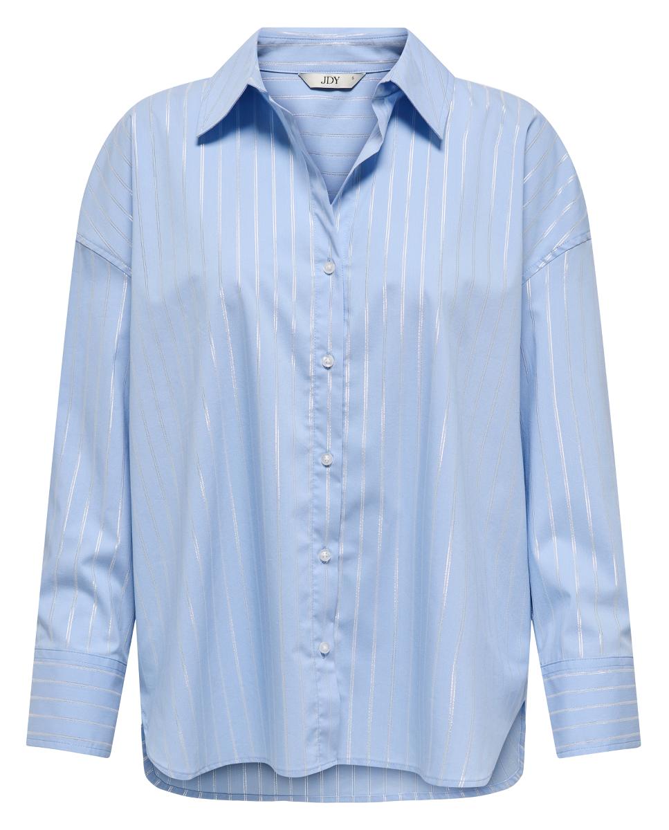 Camisa de mulher com manga comprida Azul-claro-6