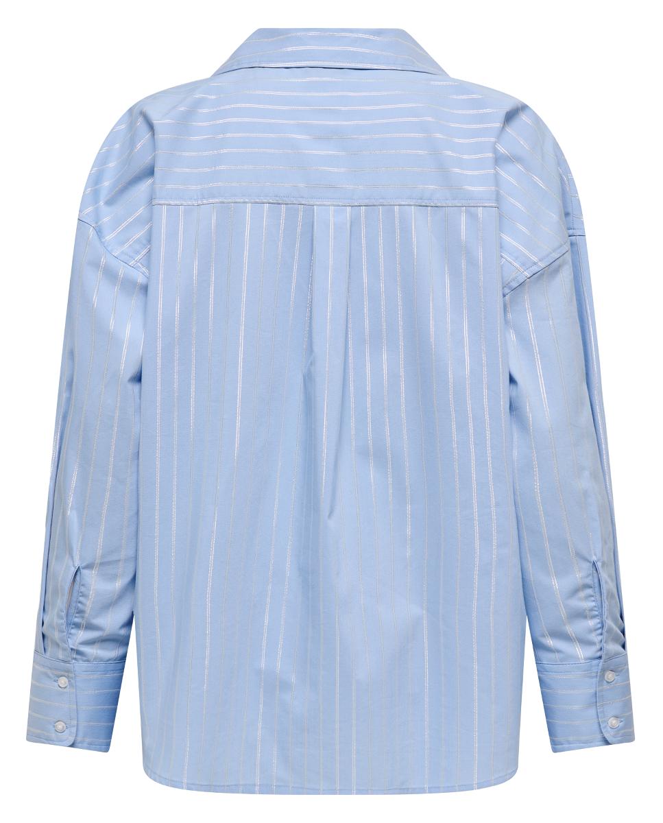 Camisa de mulher com manga comprida Azul-claro-7