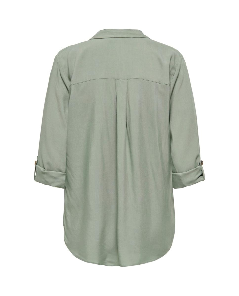Camisa lisa de mulher com manga comprida Verde-4