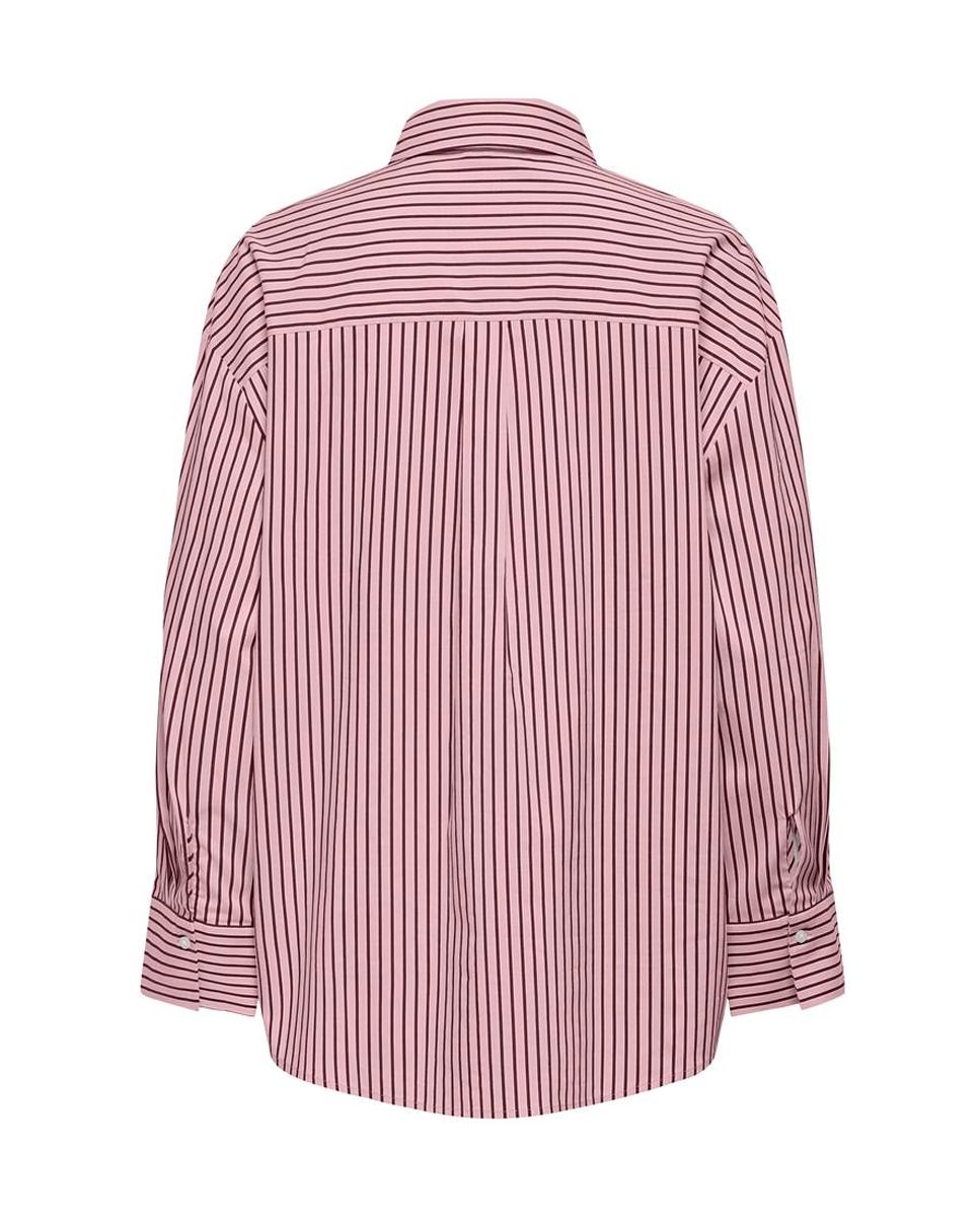 Camisa oversize às riscas Rosa-claro-2
