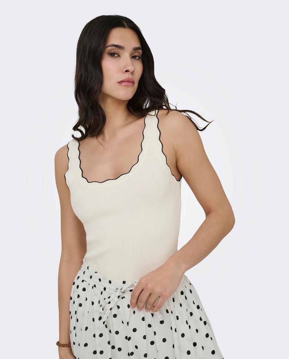 Top de Alças com Malha Canelada Branco-4