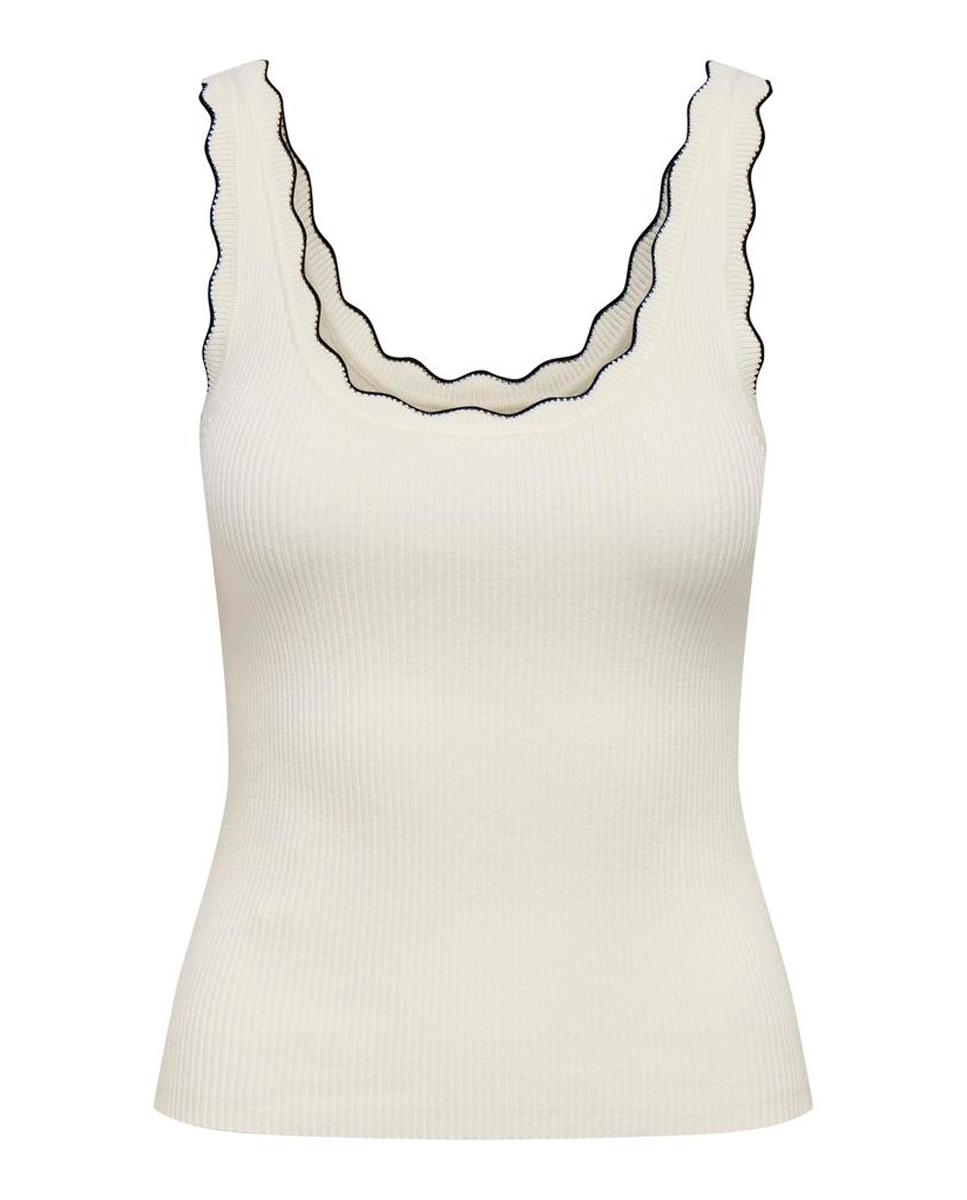 Top de Alças com Malha Canelada Branco-5