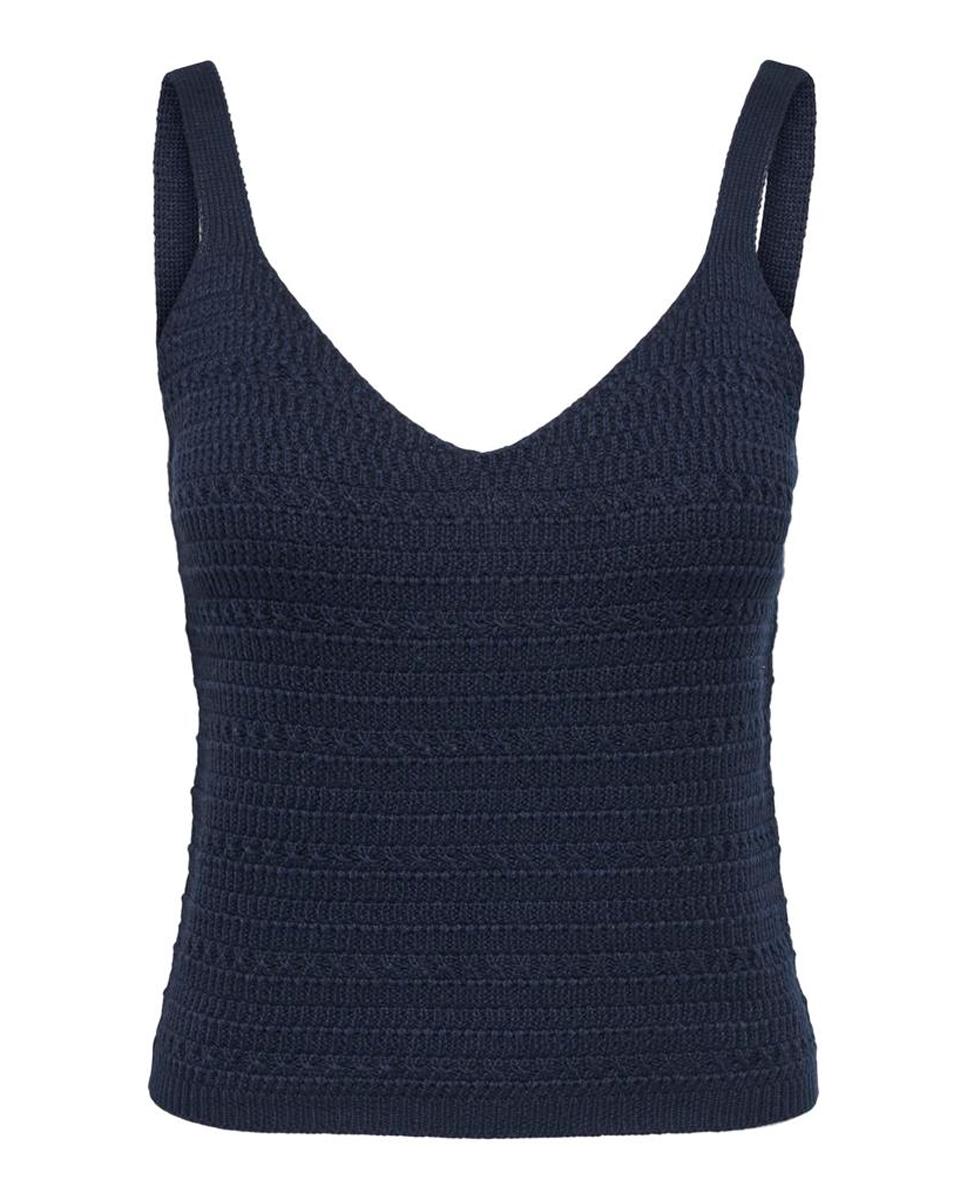 Top de punto de mujer tirantes con cuello pico - jdy - Azul índigo Azul índigo-5