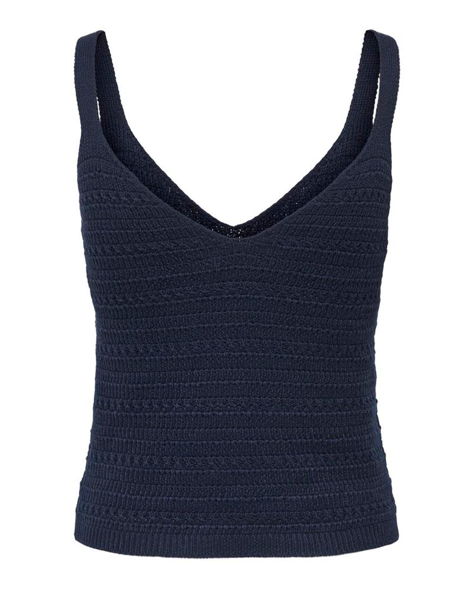 Top de punto de mujer tirantes con cuello pico - jdy - Azul índigo Azul índigo-6