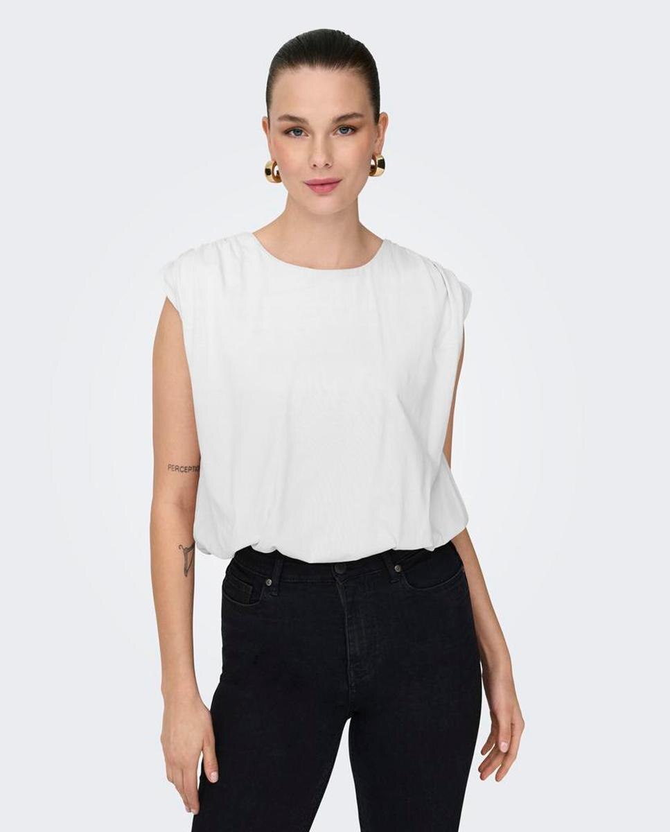 Top de mujer sin mangas oversize con cuello redondo - jdy - Blanco Blanco-4