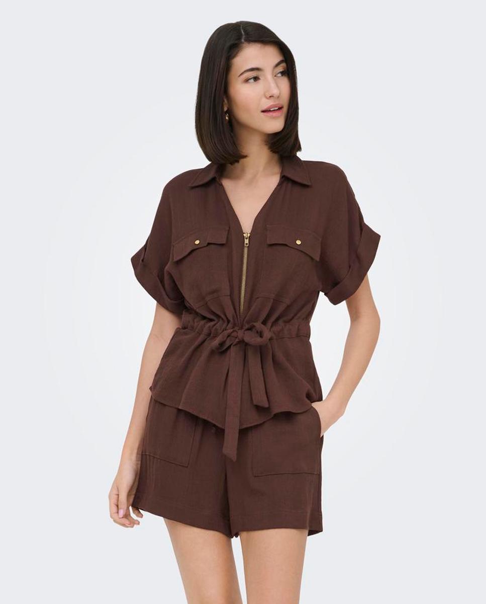 jdy - Sobrecamisa de mujer de manga corta con cremallera.