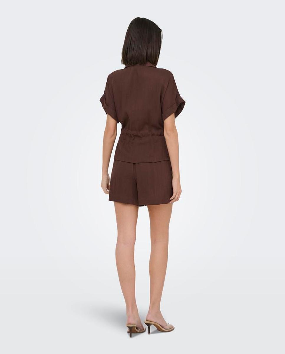 Sobrecamisa de mujer de manga corta con cremallera - jdy - Marrón oscuro Marrón oscuro-2