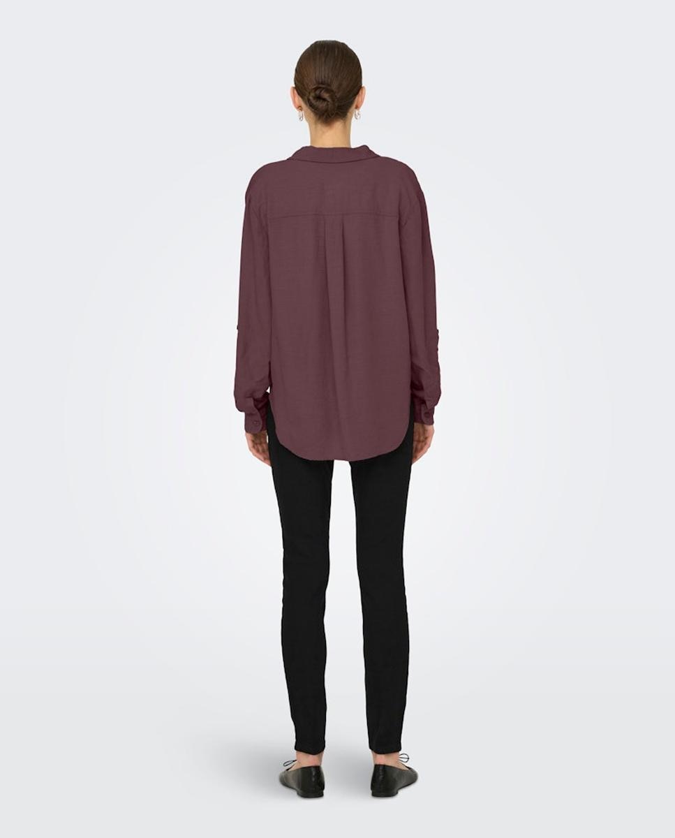 Camisa de Linho com Manga Comprida Roxo-2