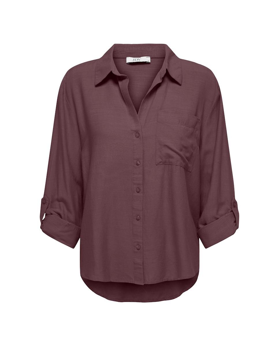 Camisa de Linho com Manga Comprida Roxo-3