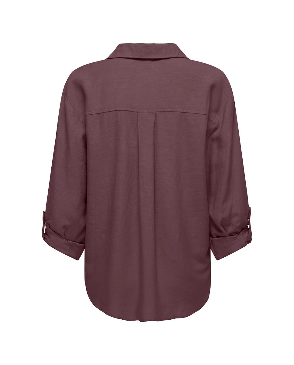 Camisa de Linho com Manga Comprida Roxo-4