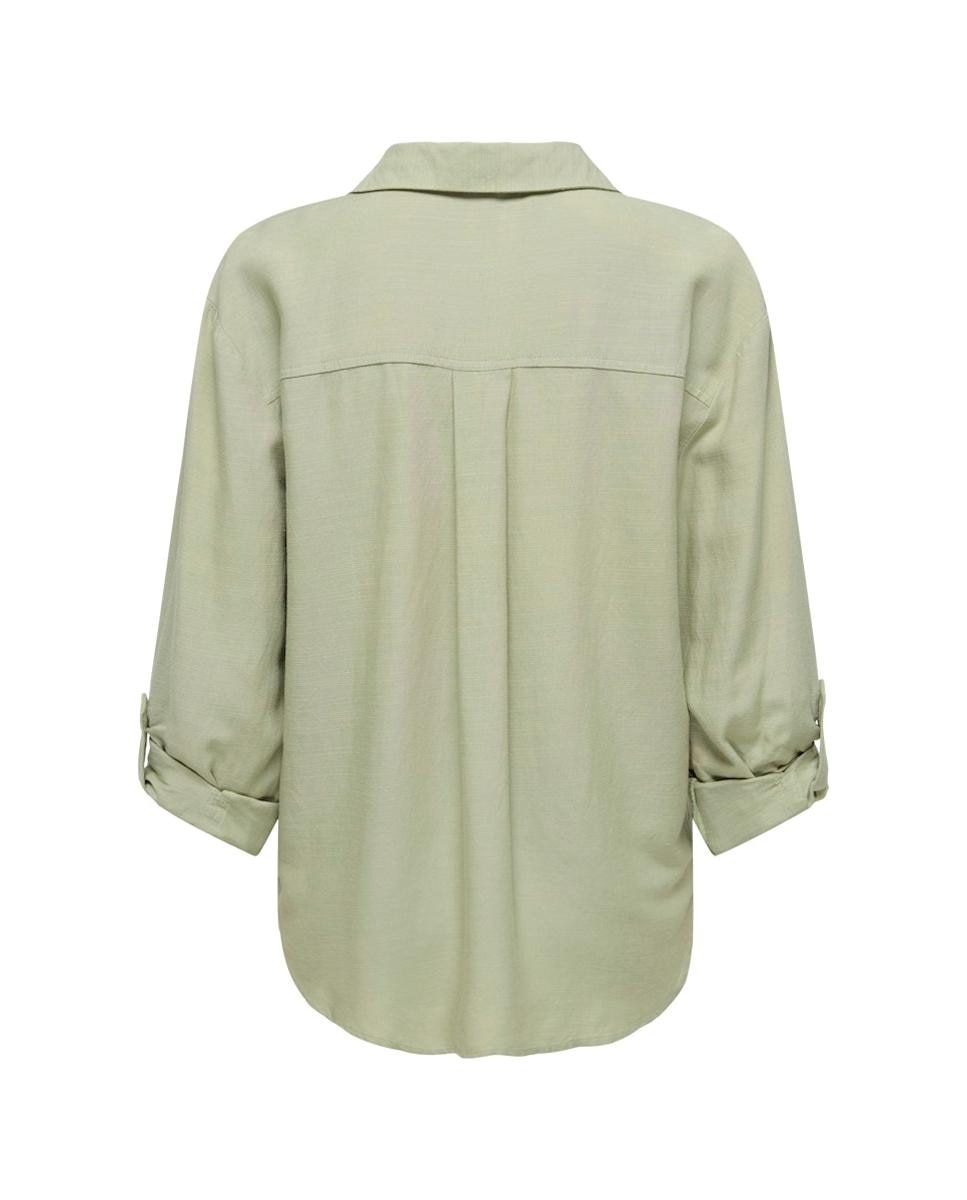 Camisa de Linho com Manga Comprida Verde pardo-7