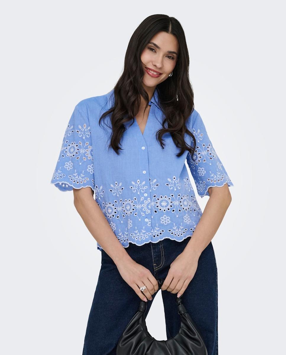 jdy - Camisa de mujer de manga 2/4 con bordado.