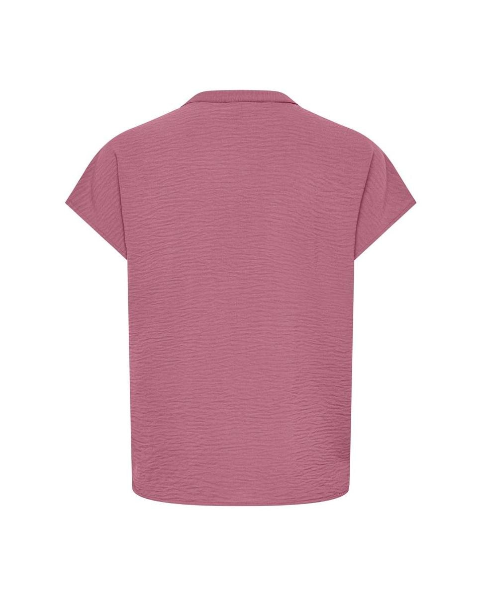 Blusa de mujer lisa de manga corta con cuello mao - jdy - Rosa Rosa-7