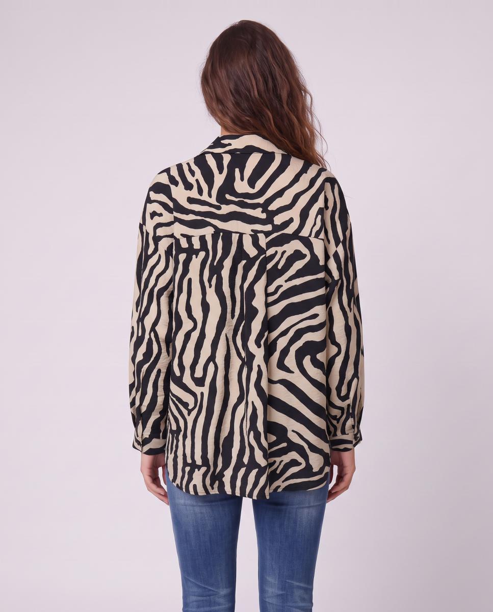 Camisa de mujer de manga larga con cuello camisero - jdy - Beige Beige-3