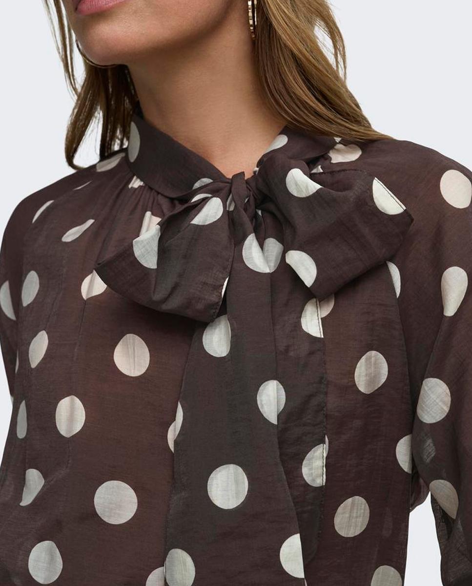 Blusa com Detalhe de Laço Castanho-escuro-3
