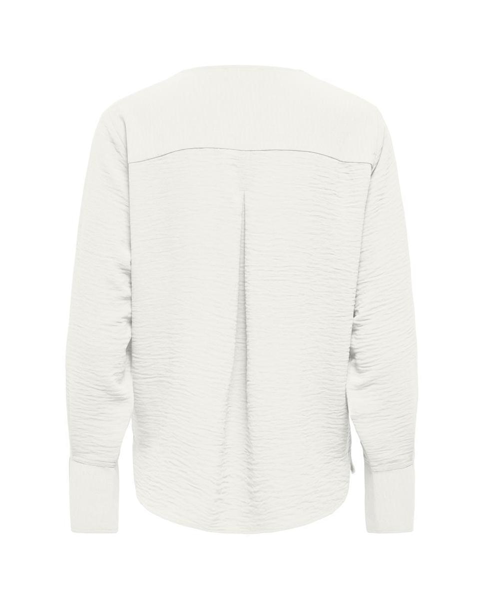 Top de Manga Comprida com Decote em Bico Branco-7