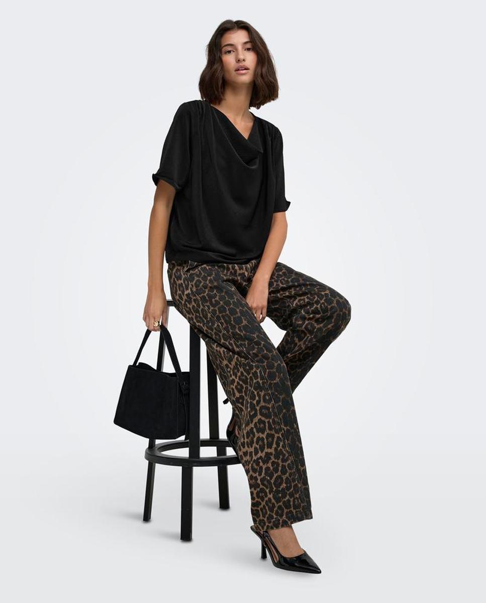 Blusa de mujer con escote en U y manga al codo - jdy - Negro Negro-3