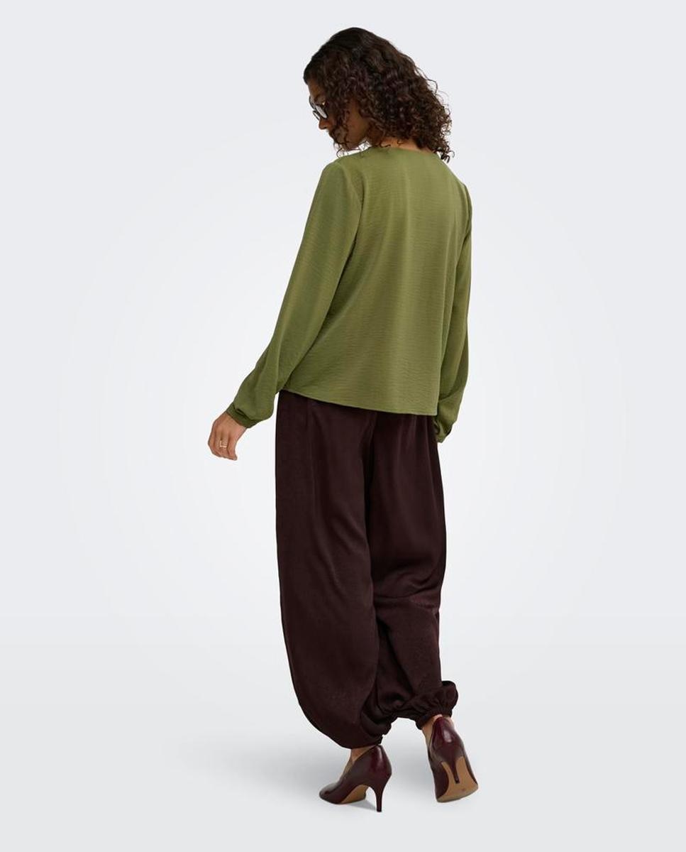 Blusa de mujer de manga larga con cuello abierto - jdy - Verde pardo Verde pardo-2